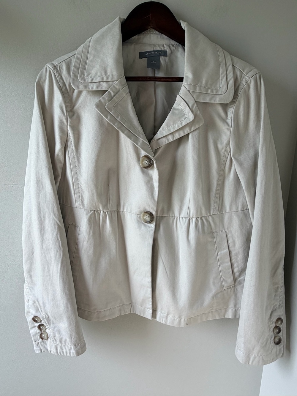 Ann Taylor Cream Utility Jacket - Light Beige - Picture 2 of 15